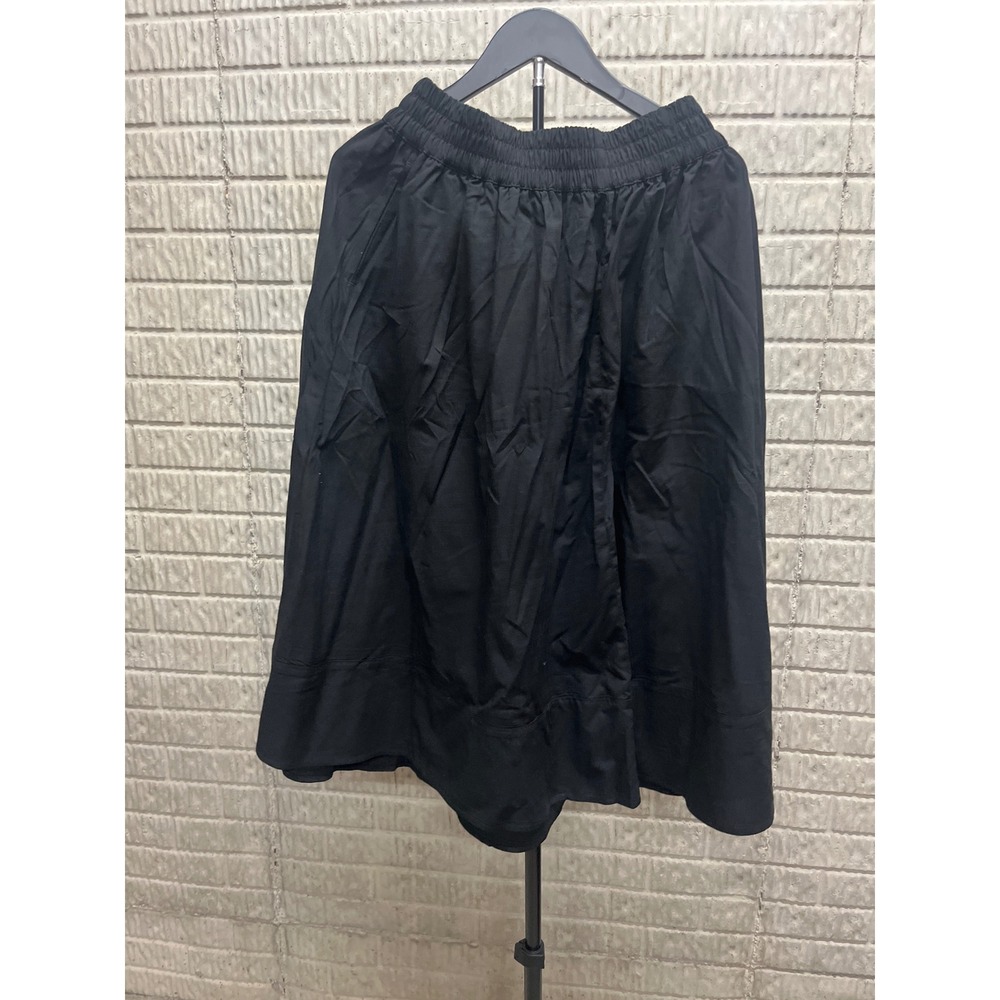 Walmart Black Midi Skirt Elastic Waist Solid Flare Size S 4-6 TT3636008818